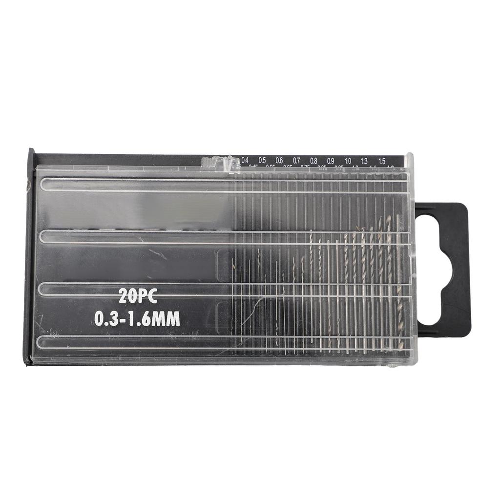 20Pcs 0.3mm-1.6mm Mini HSS Spiral Drill Bit Set With Box Drill Bits Set For Precision Crafts Jewellery Watch Repair