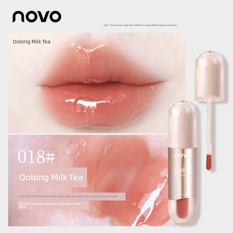 Novo Plain Light Makeup White Lip Lacquer Naked Women Color Series Water Light Mirror Lipstick Glass Lip Gloss Does Not Fade No Stain on Cup