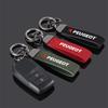 Leather Car Emblem Keychain Keyring Key Chain Badge Pendant For Peugeot 206 207 P208 306 307 308 408 107 2008 3008 Accessories