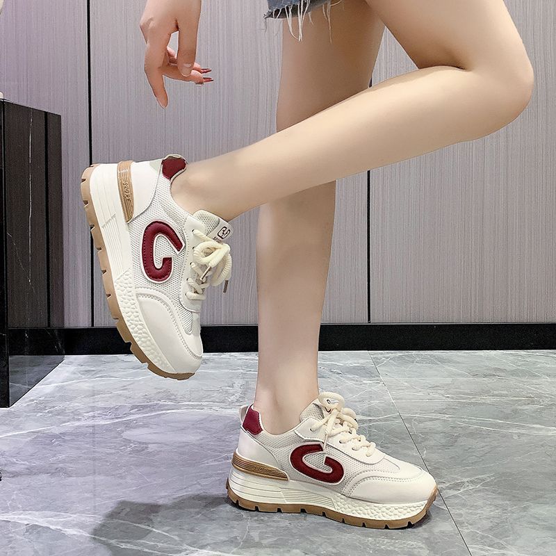 

2024 весенняя спортивная обувь популярная повседневная маленькая белая обувь на платформе папа Форрест Гамп обувь женская показать ноги новые универсальные и легкие 35 бордовый