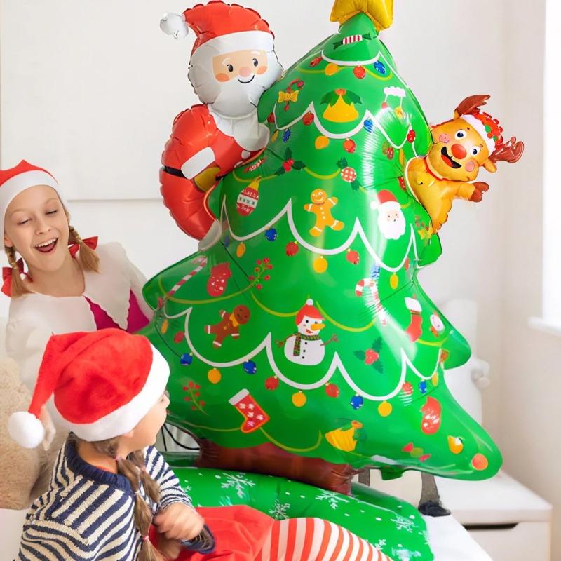 Standing Christmas Tree Aluminum Balloon Christmas Party Decoration Santa Claus Theme Decoration New Year Party Decoration