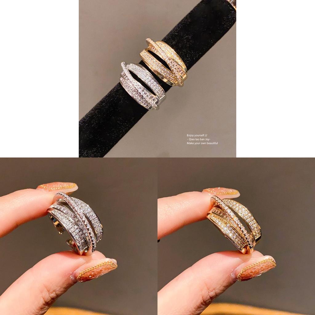Trendy Zircon Open Ring For Women With Geometric Shape And Copper Construction For Daily Fashion