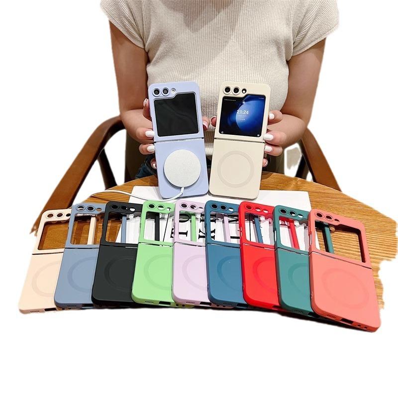 Magsafe Is Suitable for Samsung ZFlip7 Liquid Silicone Mobile Phone Case ZFlip5 Magnetic Suction Hole ZFlip6 Anti Fall