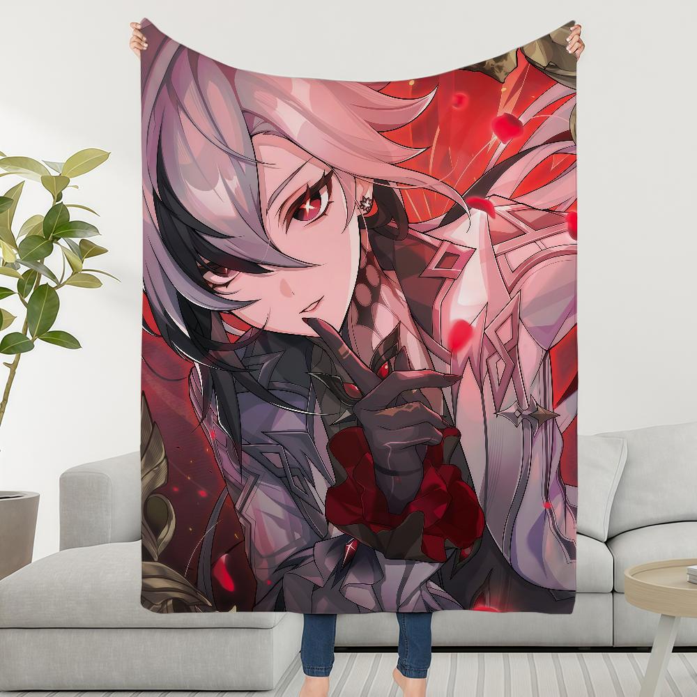 Blanket Throw Super Cosy Plush Living Genshin Room Sofa Couch Arlecchino Childish Impact Birthday Gifts