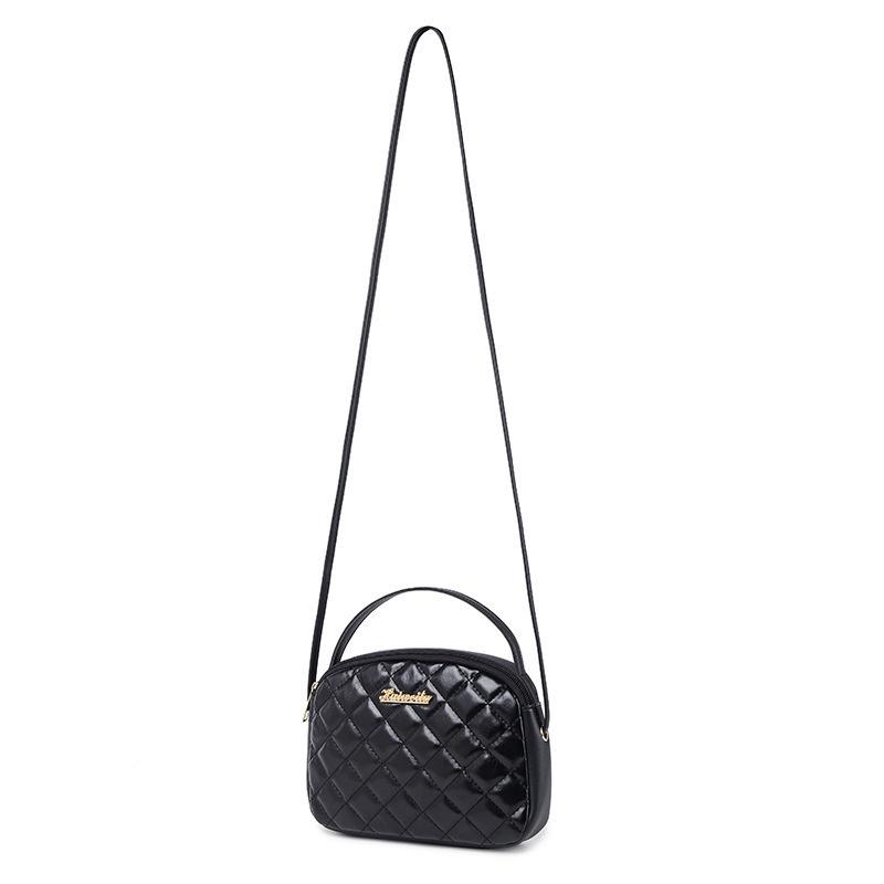 IELGY Women's Diamond Grid Shoulder Bag with Personalized Black European and American Style Crossbody Bag