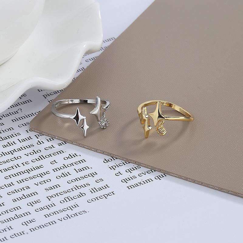 Ladies Adjustable Zircon Star Open Rings Jewelry