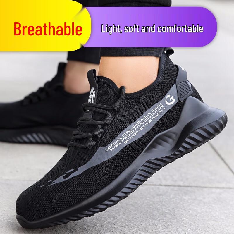 Lan Ou Dun Men s Breathable Steel Toe Puncture-Resistant Safety Shoes 43