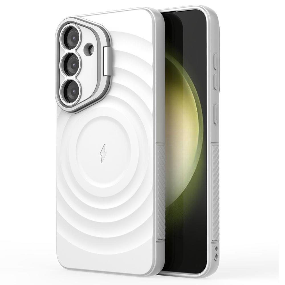 For Samsung Galaxy S25 Case Compatible with MagSafe PC Kickstand Ripple Texture TPU Phone Cover