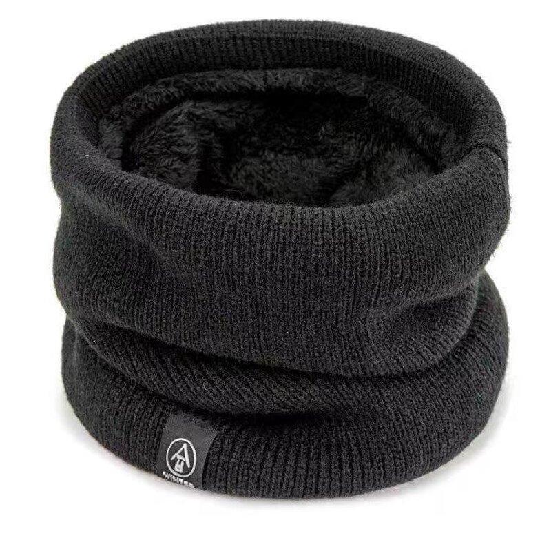 

Solid Winter Plush Muffler Woolen Knitting For Women Fleece Ring Bandana Scarf Neck Warmer Buff Thick Cashmere Headband Ski Mask One Size