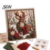 Handmade Poke Art Kit 3D Christmas Fabric Kit, DIY Punch Needle Embroidery Set, Festival Holiday No-Sew Crafts Projects for Adults and Beginner