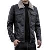 New leather jacket men's fur integrated pu leather jacket locomotive lapel men's fleece thickened leather jacket slim fit