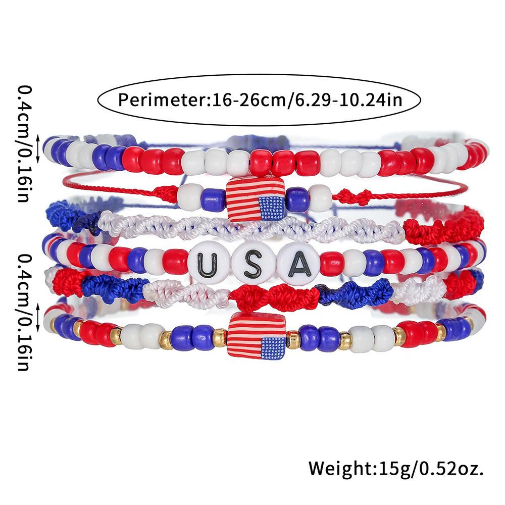 Usa Flag Beaded Bracelet Handmade Geometric Jewelry For Independence Day Celebrations