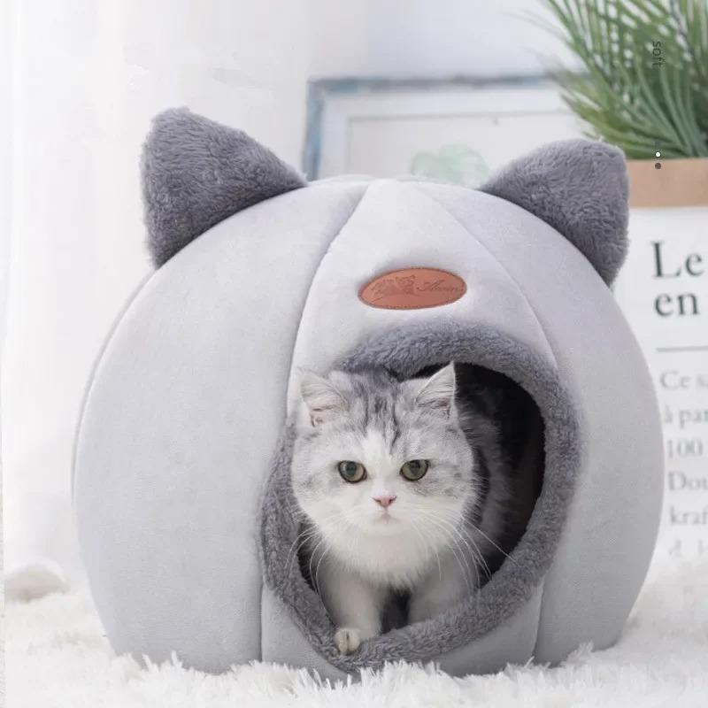 Fashionable Semi-Enclosed Sleeping Comfortable Cat Bed Pet Tent Comfortable Cave Nest Suitable for Small Dogs Teddy Cat Kennel