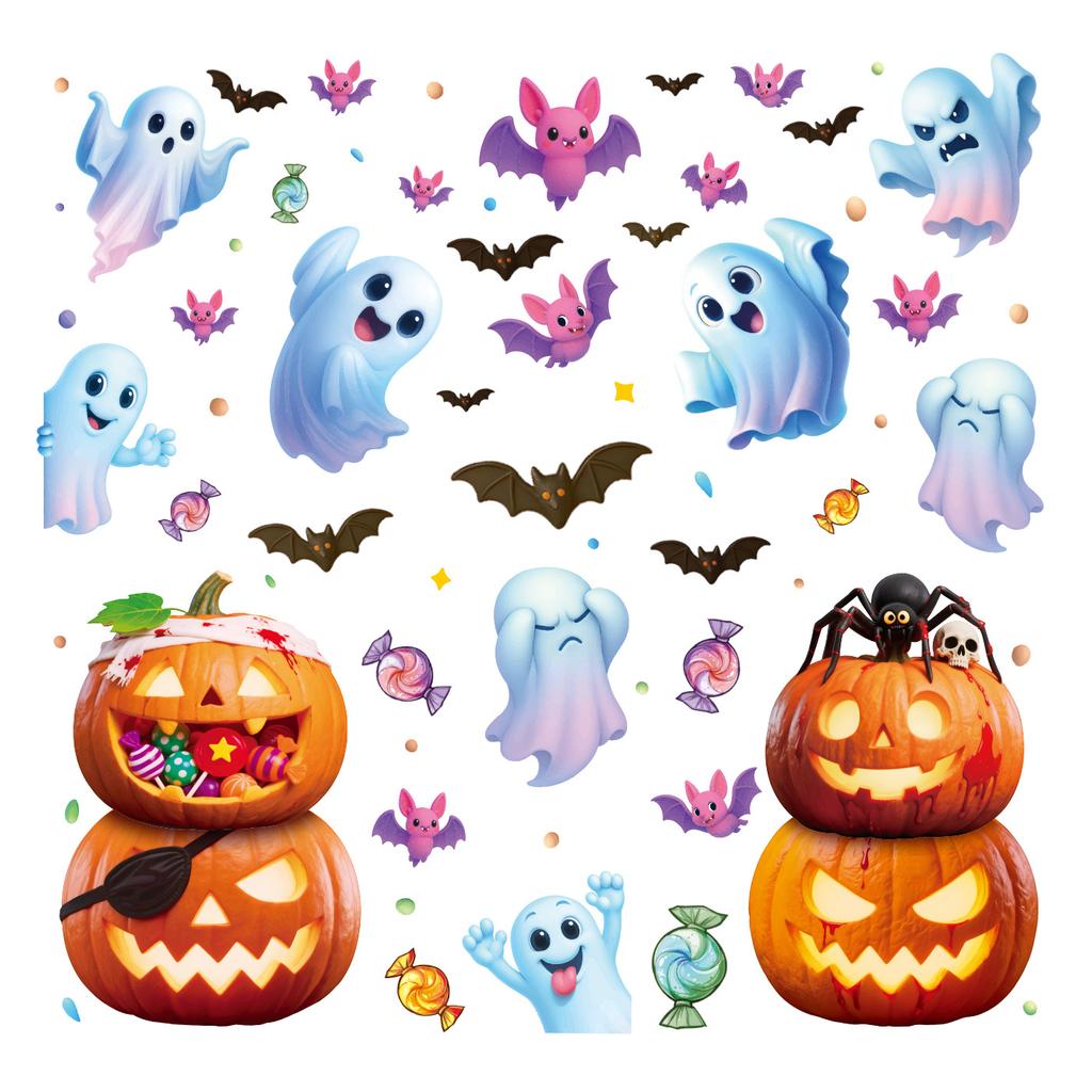 Halloween Glass Window Clings Set for Home Decor