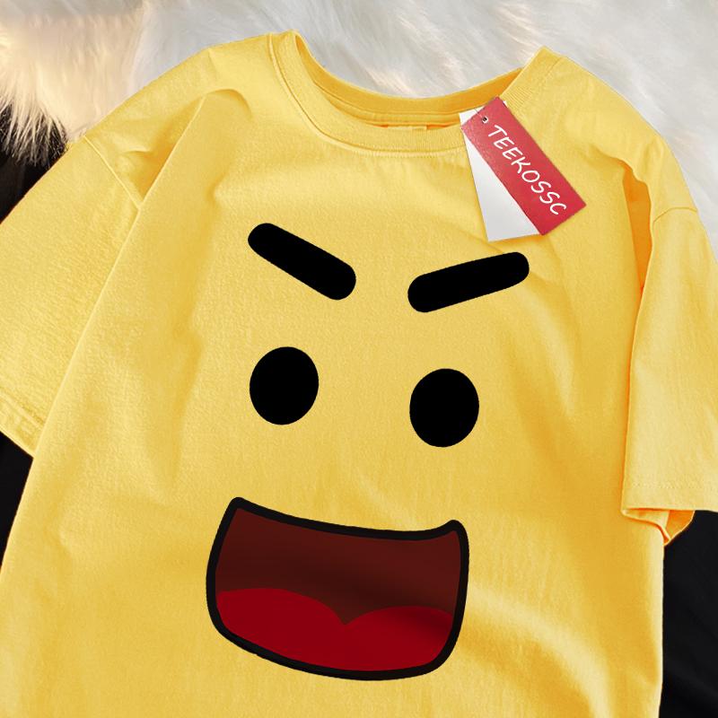 

Happy Cartoon Smile Print Japanese Style Men Women T Shirt Fashion Oversize T-Shirt High Quality Cotton T-Shirts Hip Hop Tops XL