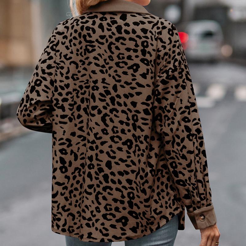 Leopardenmuster Knopf Langarm Jacke Hemdjacke Damen Herbst 2025 neue europäische und amerikanische Damenoberteile