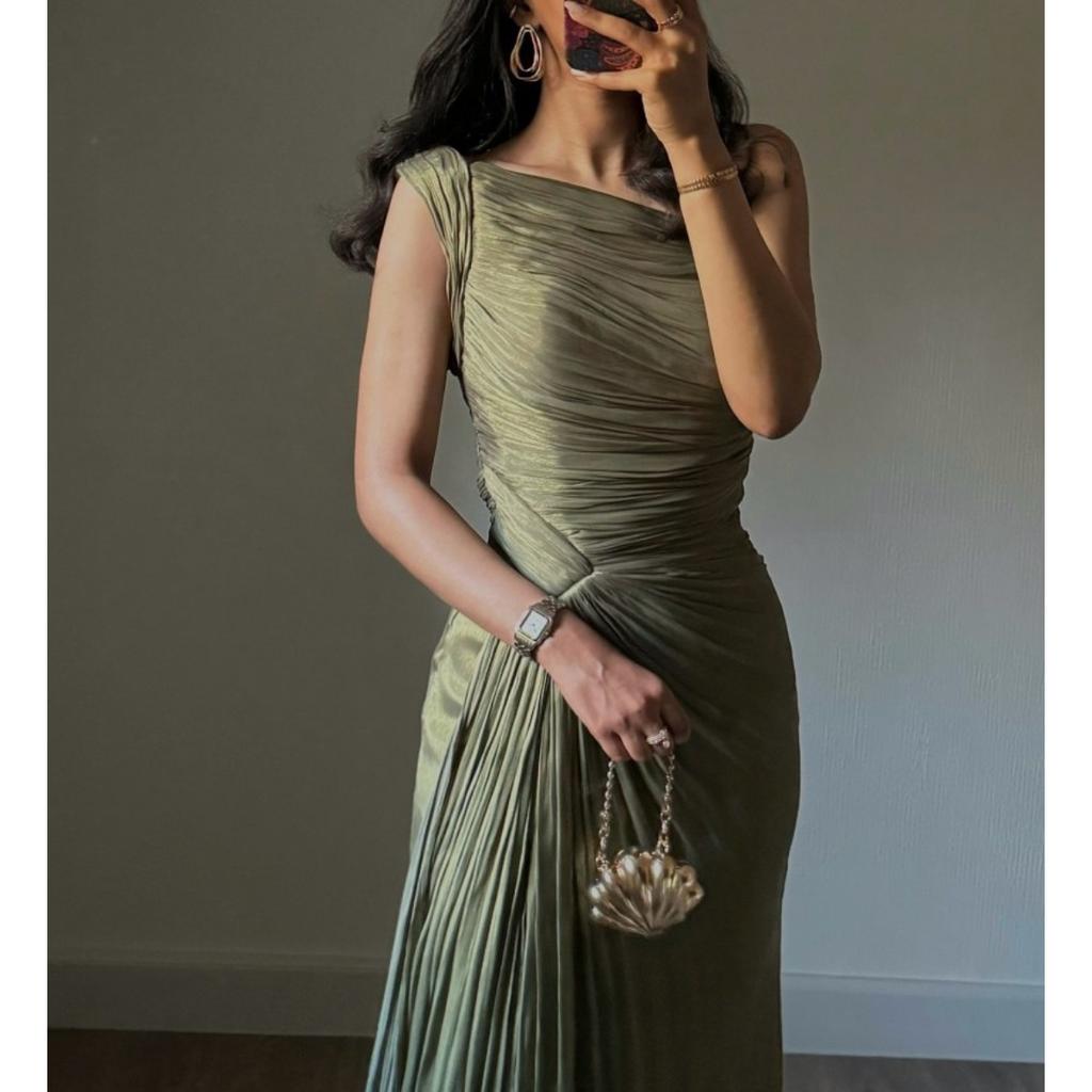 Abito da sera invernale con paillettes e nastro arricciato per donna, abito formale in stile europeo e americano per il commercio transfrontaliero