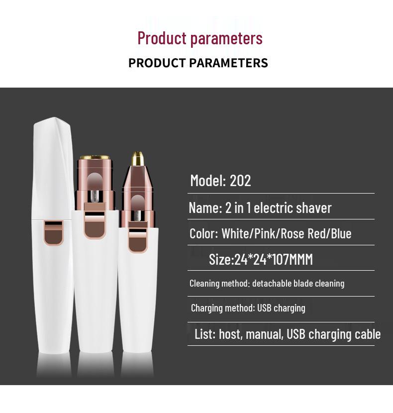 Women's Electric Eyebrow Trimmer & Shaper - Automatic Two-in-One Razor Tool