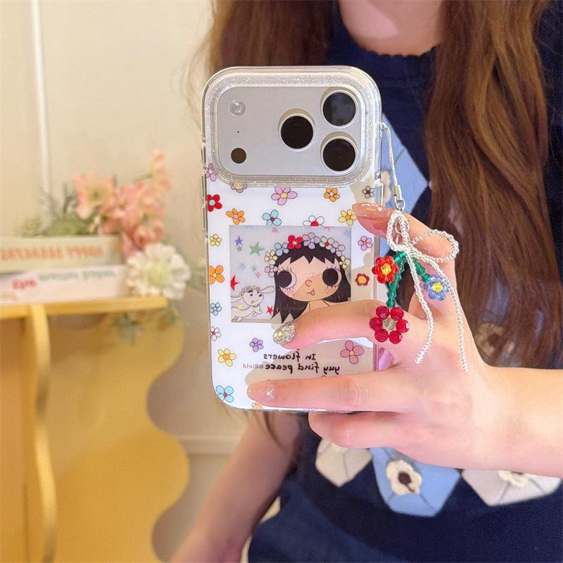 High-End Cartoon Flowers Frame iPhone Case for Girls - Compatible with iPhone 17, 16 Pro Max, 15, 14
