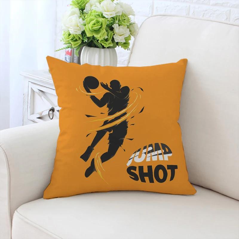 Kissenbezug I Love Basketball Sofakissenbezug Beidseitig bedruckt Kurzer Plüsch Stuhl Lendenwirbelstütze Bett Schlafkissen 50x50