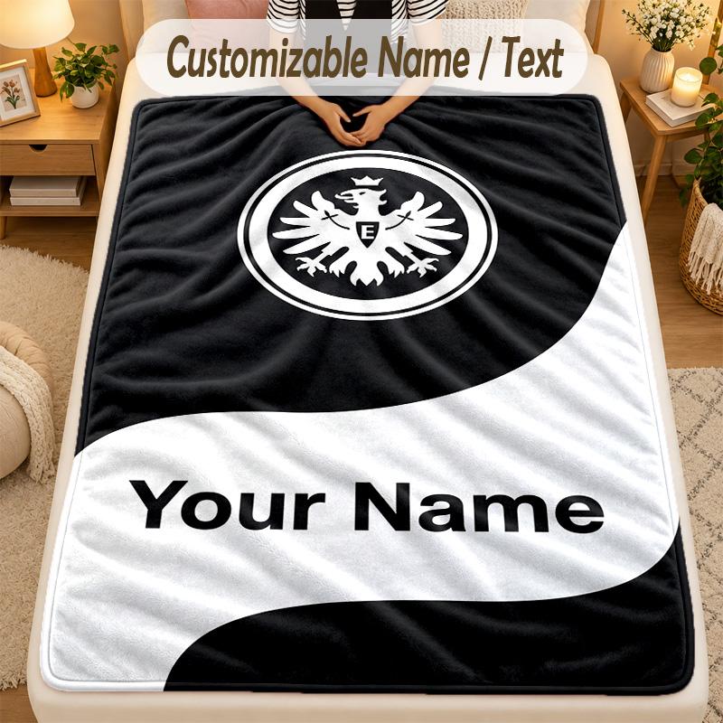 Flannel BlanketEintracht Frankfurt Custom Name Text Personalized Soft Warm Throw Blanket Home Decor Gift