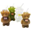 4 Stück Bärenförmige Kaffeetassen mit Strohhalmen Glas Klar Niedliche Cartoon-Bären Trinkbecher für Zuhause Bar Party
