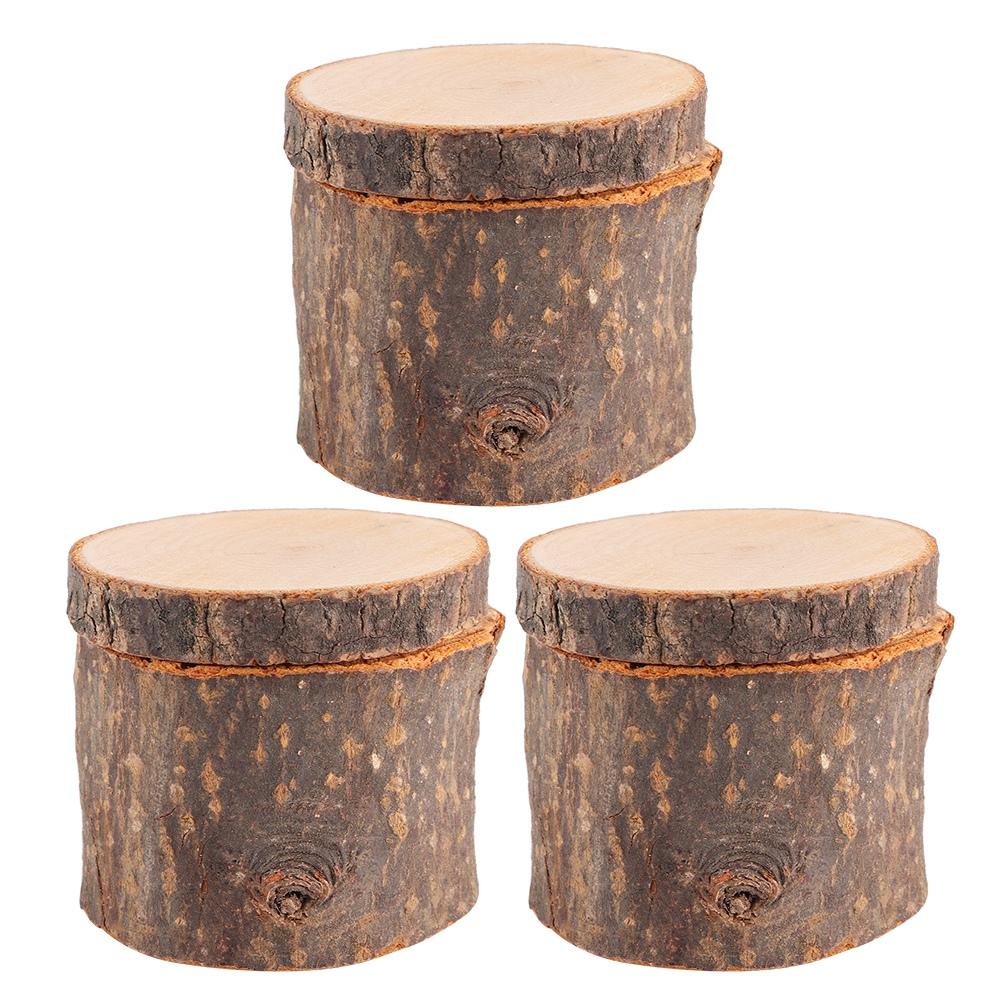 3 Stück Set Holzringbox DIY Rustikaler Eheringhalter Träger Behälter Etui für Valentinstag Jubiläum