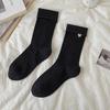 Female Spring and Autumn Love Embroidery Sweat Breathable Boneless In The Tube Pile Pile Cotton Socks