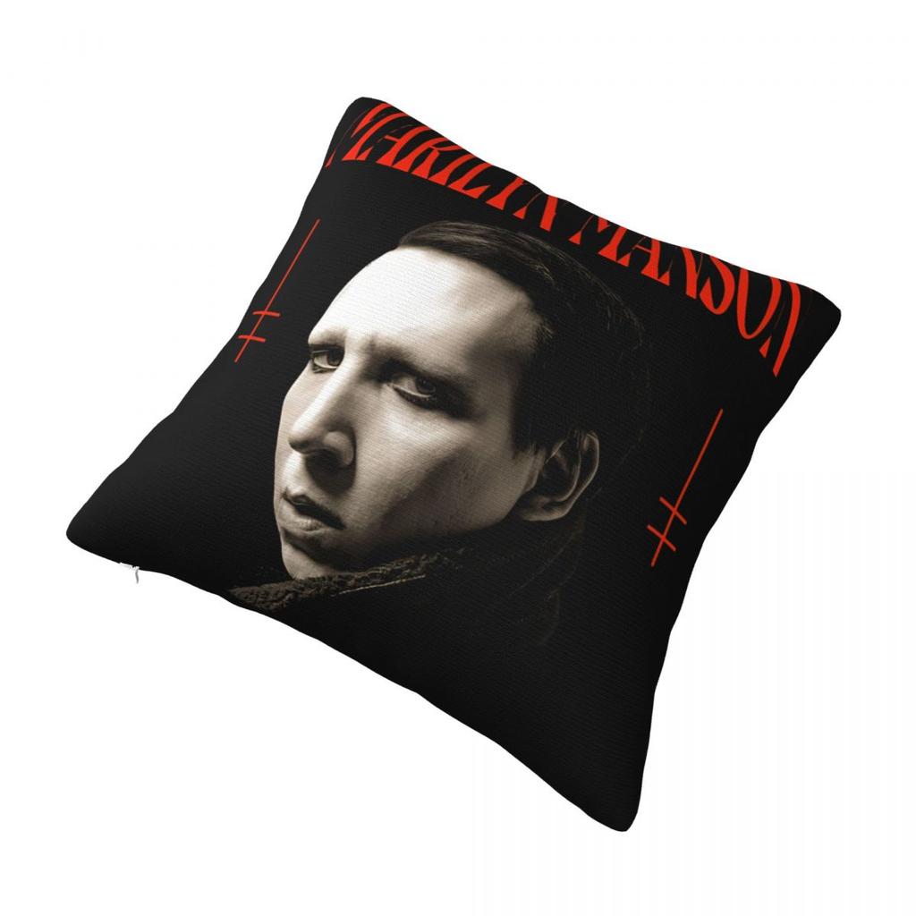 Marilyn Manson Gothic Singer Pillowcases Merch Soft Cushion Cover Pillow Covers Living Room Decoration Zipper Multiple Sizes