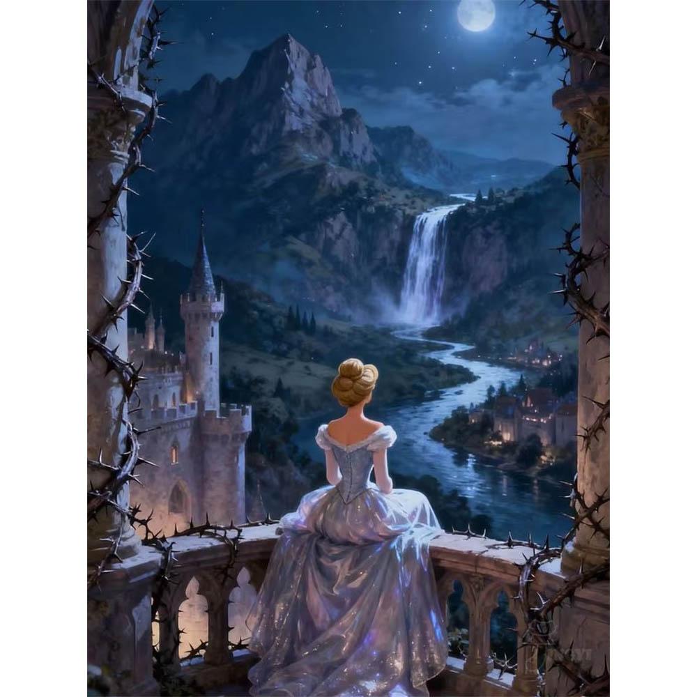 

Disney Princess Antique Night Scene Collection 5D Diamond Painting Full of Diamonds DIY Handmade Diamond Painting Fantasy Decorative Painting Kit Round 20x30cm