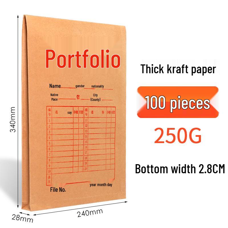 Thick Kraft Paper Manila Envelope File Folder A3/A4 Large Capacity Office Storage Bag