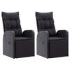 Garden Lounge Chair with Cushions 2 pcs Adjustable Black Poly Rattan