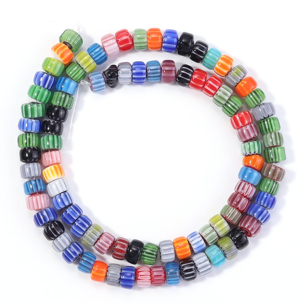 1 Strand 6x4mm Pumpkin Lampwork Beads Colorful Glazed Glass Loose Beads For Jewelry Making DIY Bracelets Necklace Accessories