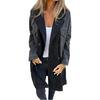 Women's Notched Lapel Long Sleeve Denim Jacket Loose Fit Streetwear Trench Coat