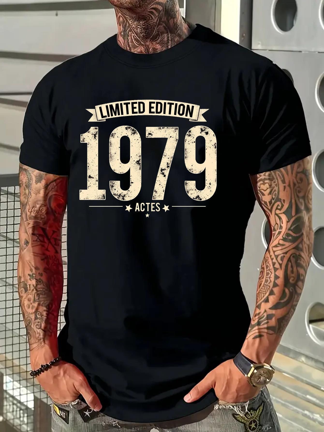 Мужская винтажная эксклюзивная футболка 1979 года - Черная ретро футболка 70-х с золотой надписью 70-х XL