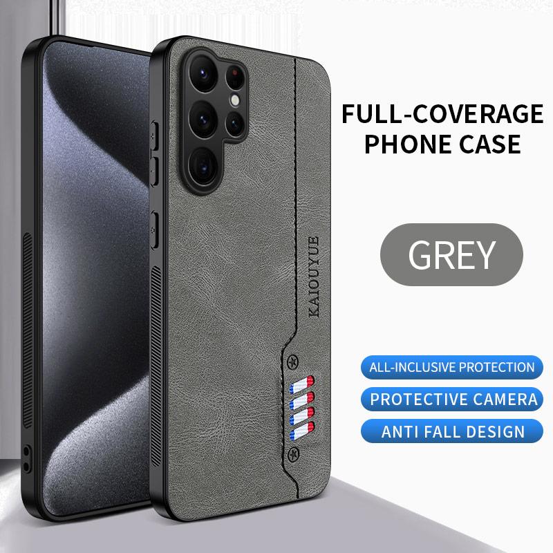 Stitching Color Retro Matte Leather Case For Samsung Galaxy S25 Plus Ultra FE Edge Full Cover Camera Protector Anti Slide Shell