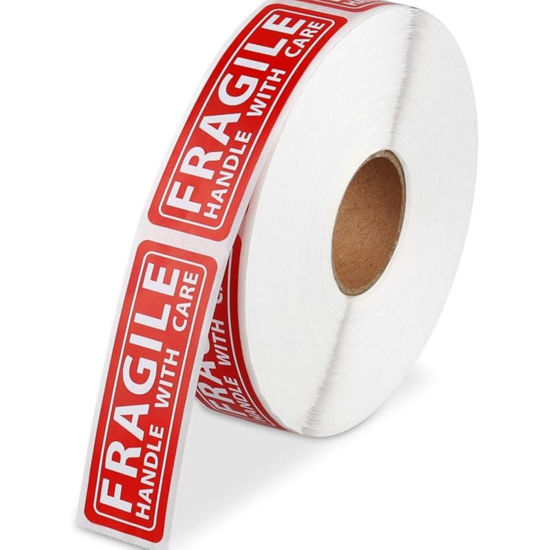 True-Ally 1 Roll Fragile Stickers - 3""X 1"" Strong Adhesive Red Fragile Labels Handle With Care Warning Stickers For Sh