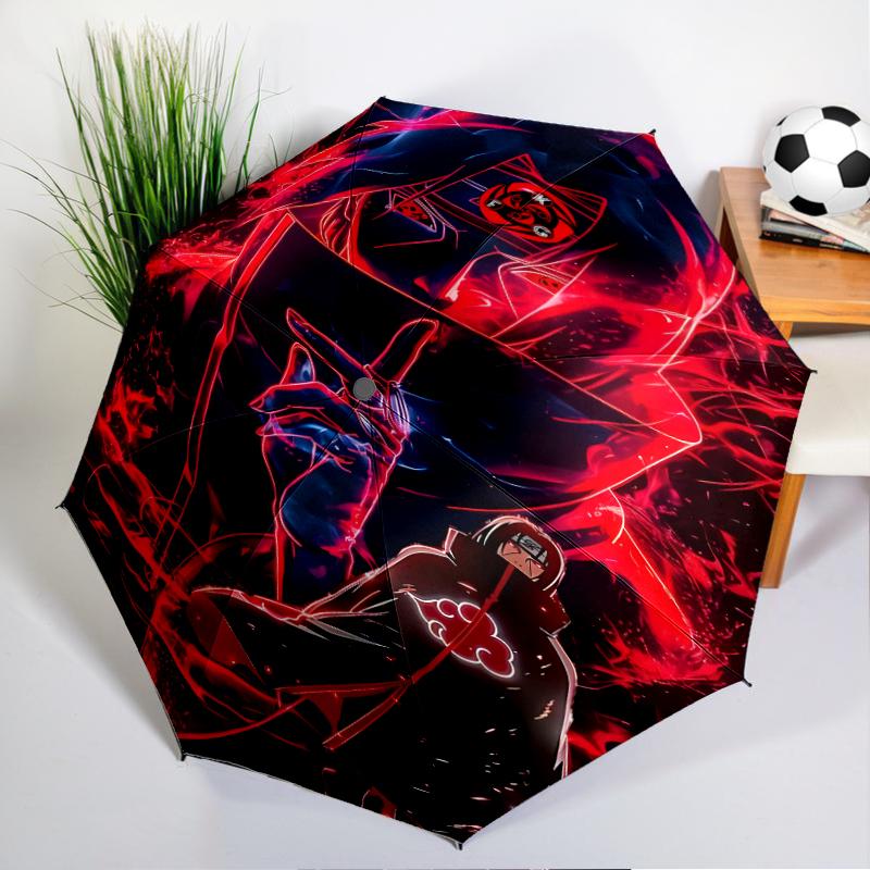 Dark Anime Ninja Character Automatic Folding Umbrella - 8-Rib Travel Umbrella with Auto Open/Close & Portable, Gift for Christmas, Birthdays