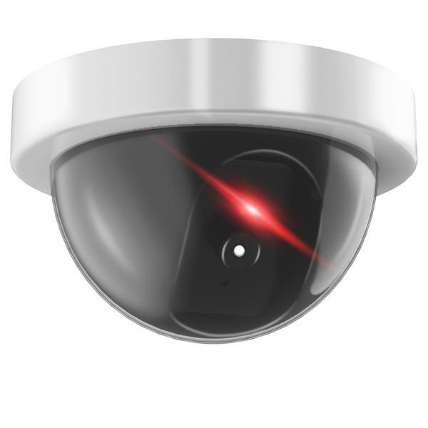 White Outdoor Fake Surveillance Camera with Infrared Light Simulation