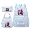 Lie Mo Girls Student Backpack Set for Women Double Shoulder Bags 3 Piece Fashion Printed Trend Large Capacity Lightweight Water-Resistant
