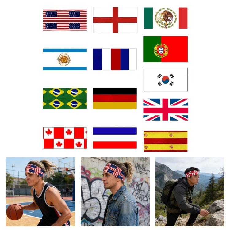 4er-Pack Fußball-Nationalflaggen-Bandanas Kopftuch Sport-Kopfband für Fans Kostümzubehör