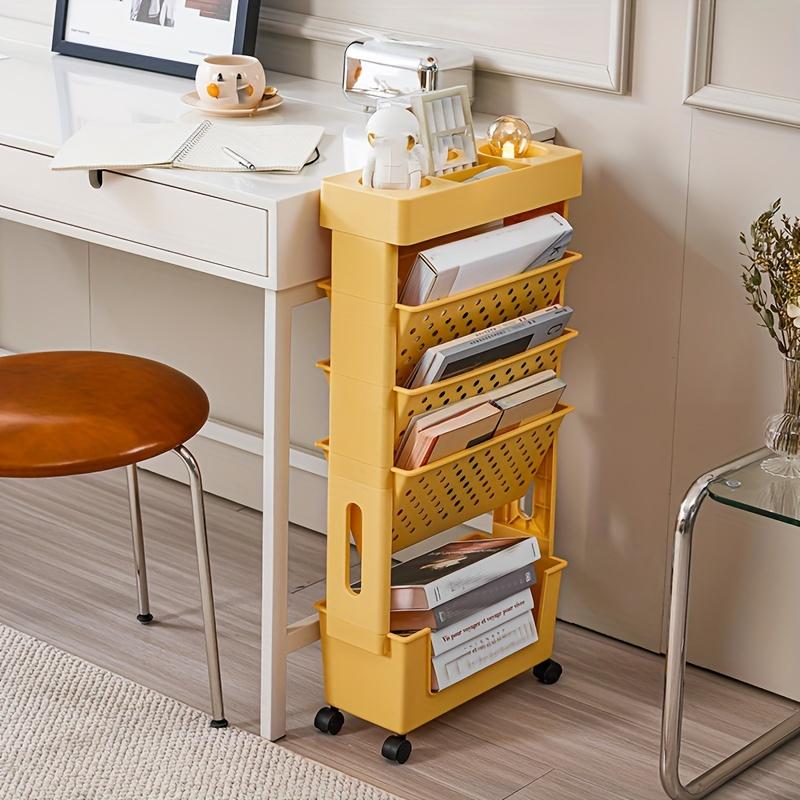 1 Piece of 5-layer Book Storage Box with Wheels, a Desk-mounted Book Organizer, a Classroom Bookshelf, and a Student Book Box