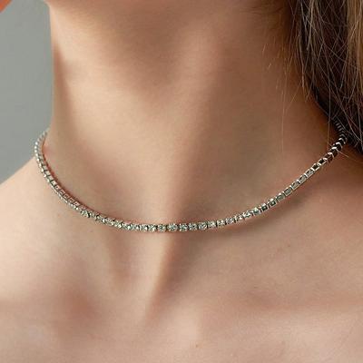 3mm Kristall-Futter Choker Tennis Halskette (Getragen von Son Na-eun und Kim Hye-yoon)