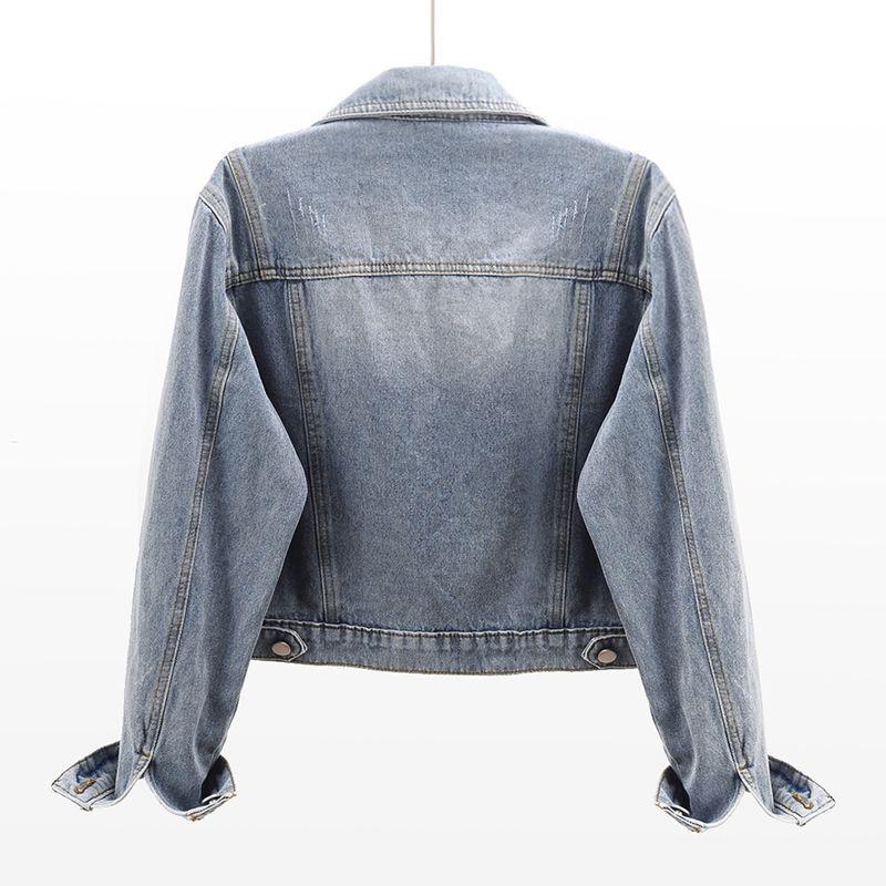 Trendy Koreaanse Patchwork Denim Jas - Korte Losse Stijl voor Dames voor Lente/Herfst