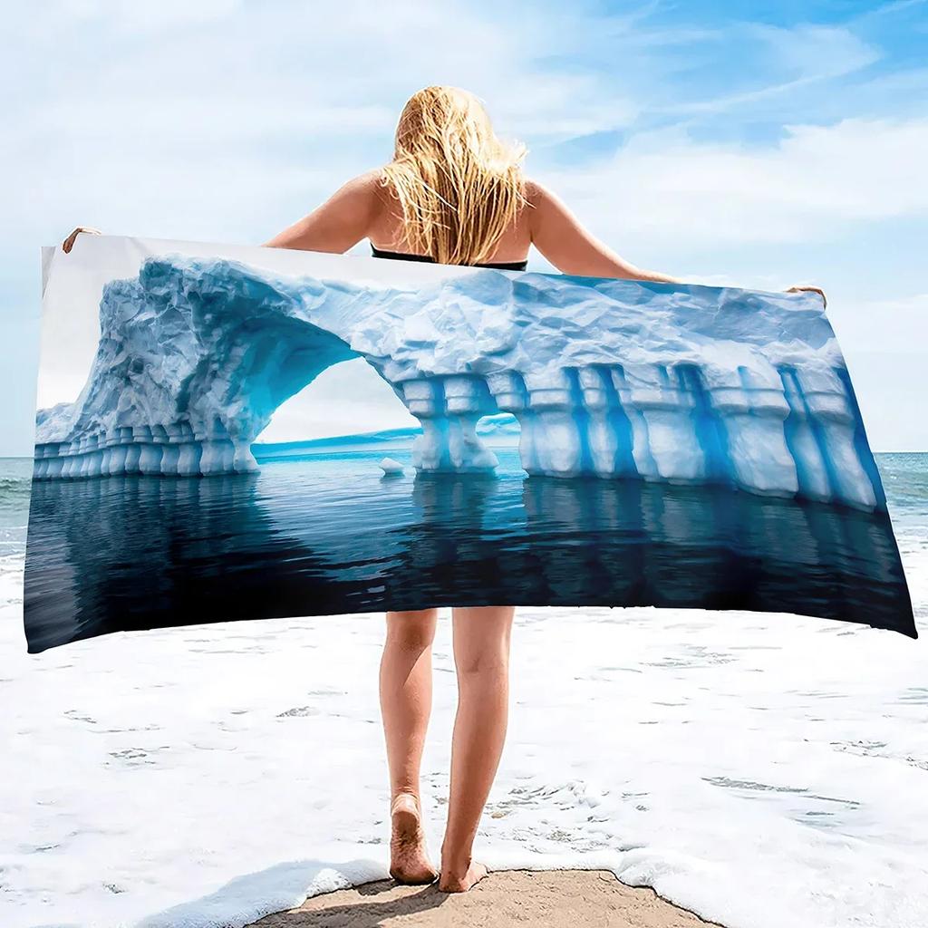 Microfiber Iceberg Beach Towel,Beach Towels Oversized, Quick Dry Sand Free Bath Towel Large, Absorbent Sup Soft Bathroom Towel