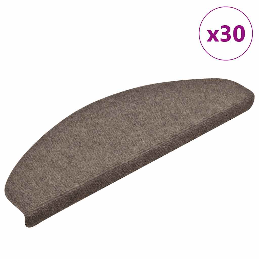 Self Adhesive Stair Treads 30 pcs 65 x 21 x 4 cm Beige Semi Round Large