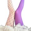 Yin Yang Fishnet Velvet Patchwork Tights - Black & White, Purple Color Block, JK Style, Pure Desire.