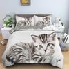 Lovely Cat Queen King Size Bedding Set Microfiber Polyester 3D Print Duvet Cover Set Girls Adults Comforter Cover Cute Animals