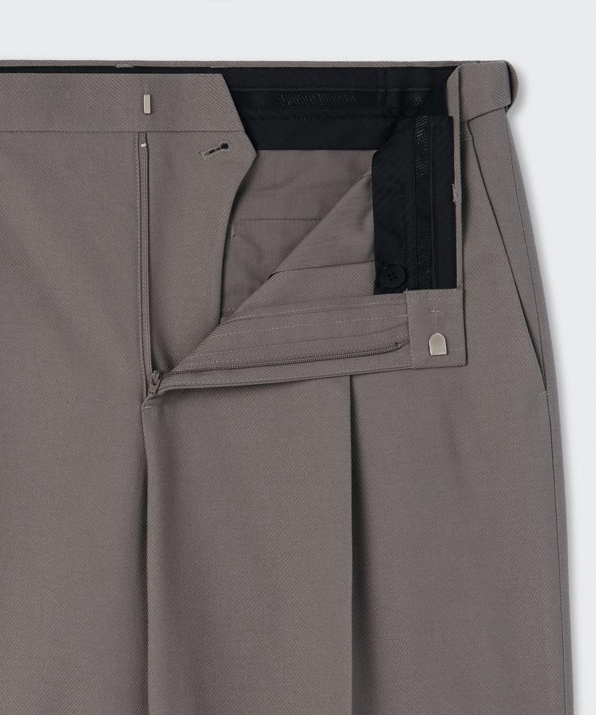 MUSINSA STANDARD Whipcord One-Pleat Wide Hidden Elastic Waist Slacks [Grayish Beige]