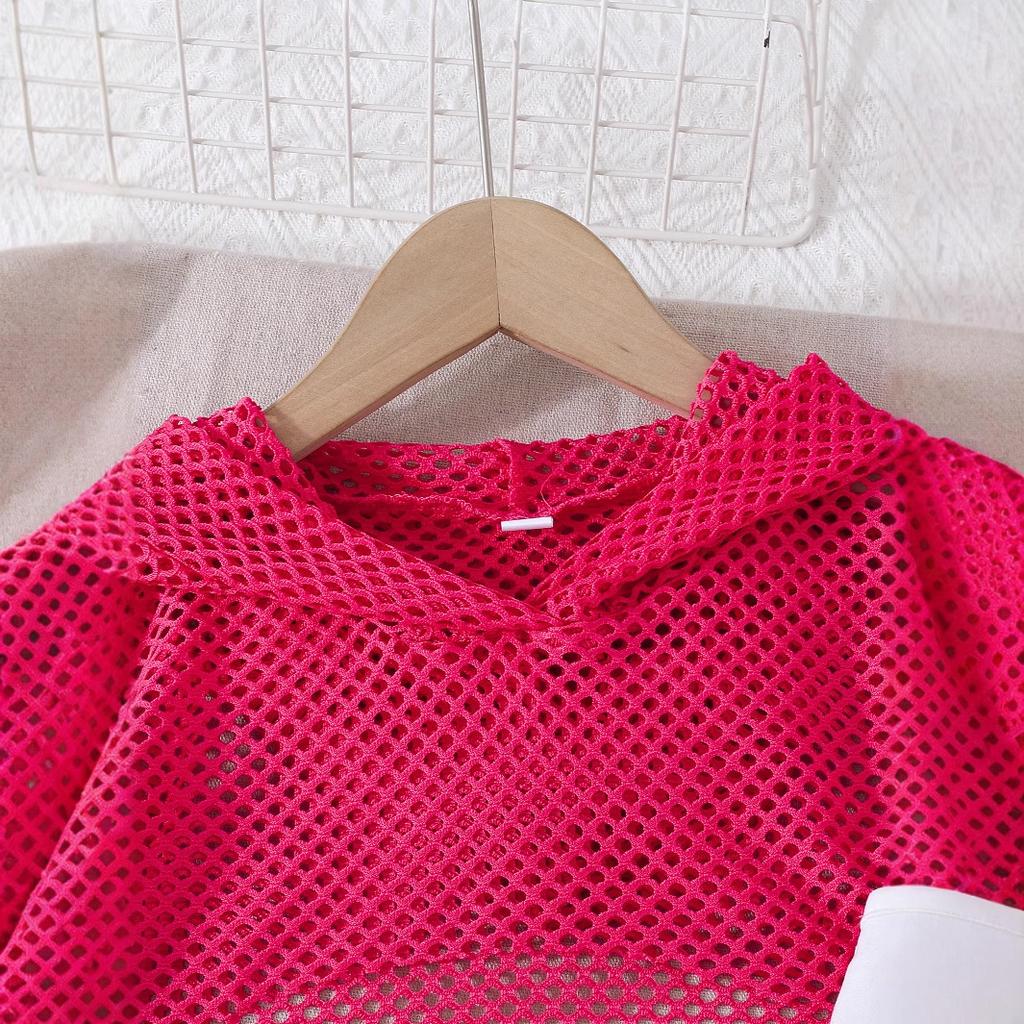 Girls Fashion Suit Pink Grid Short Sleeve Top + White Vest + Black Pleated Skirt